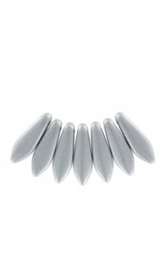 Czech Glass Daggers beads 5x16mm Aluminium silver 01700